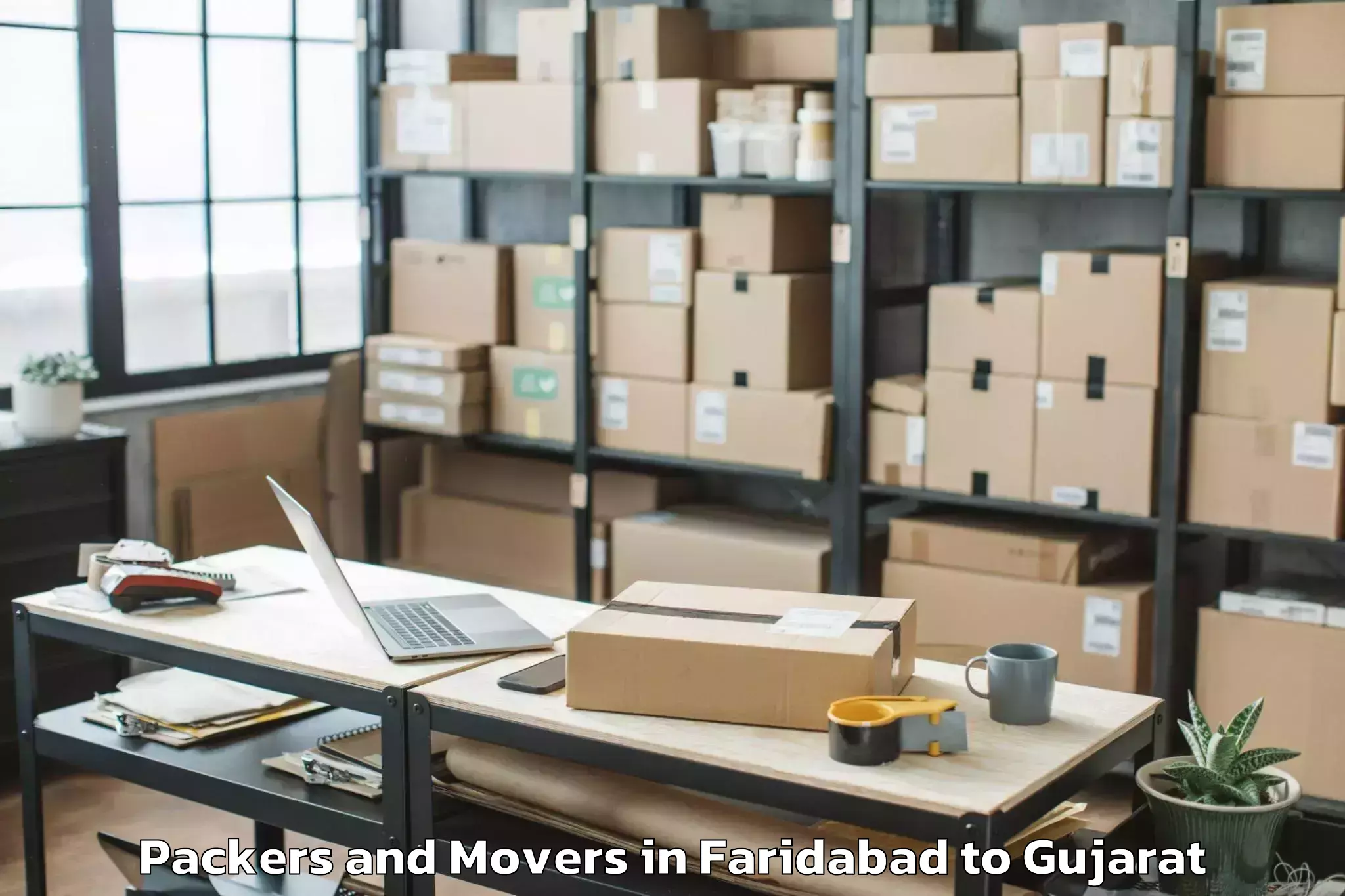 Book Faridabad to Keshod Airport Ixk Packers And Movers